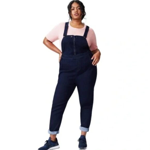 Universal Standard Oversized Black Olivia Cotton Blend Overalls - Picture 1 of 14